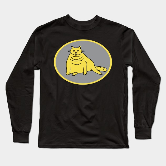 Illuminating Chubby Cat on Ultimate Gray Oval Long Sleeve T-Shirt by ellenhenryart